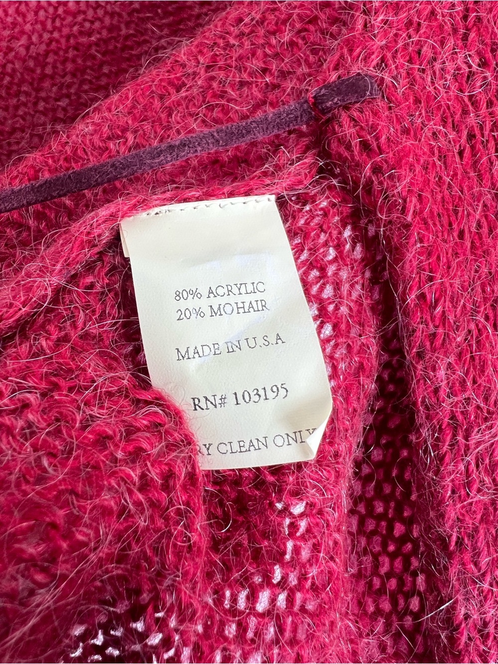 Laurie B. Berry Red Mohair Blend Cropped Open Knit Tie-Front Cardigan - Size M - Picture 7 of 7